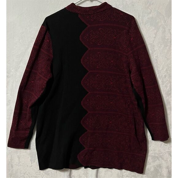 Chico's Women's Cardigan Sweater Size  (XL) Black & Red Knit Long Sleeve - Picture 4 of 7